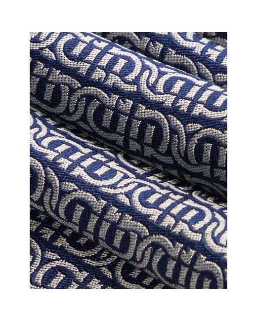 Ferragamo Blue Tampa Jacquard-pattern Wide-blade Silk Tie for men