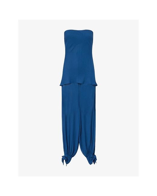 Rat & Boa Blue Insignia Sheer Woven Jumpsuit
