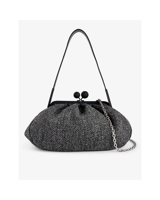 Weekend by Maxmara Black Agre Tweed-pattern Wool Shoulder Bag