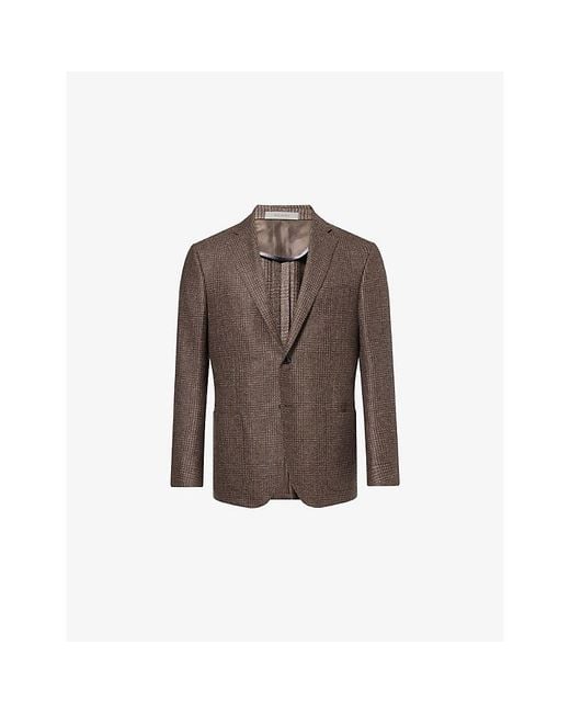 Corneliani Brown Pow Mouline Notch-Lapel Wool Blazer for men