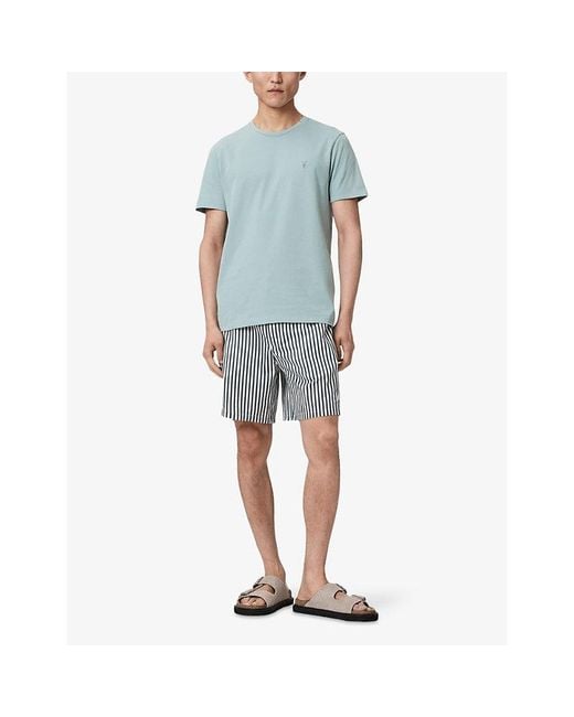 AllSaints Blue Brace Logo-Embroidered Cotton-Jersey T-Shirt for men
