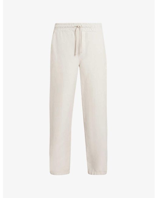 AllSaints White Hanbury Straight-leg Mid-rise Cotton And Linen-blend Trousers X for men