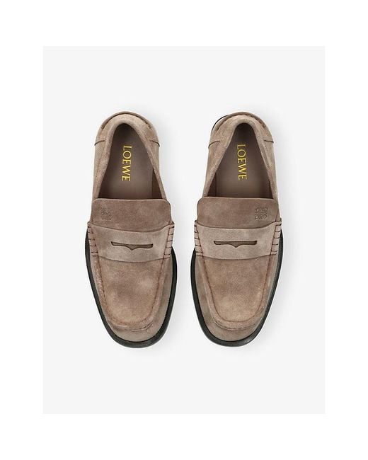 Loewe Gray Bobine Leather Loafers for men