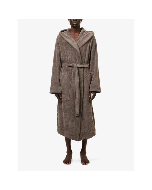 Rick Owens Brown Logo-embellished Relaxed-fit Cotton-towelling Robe for men