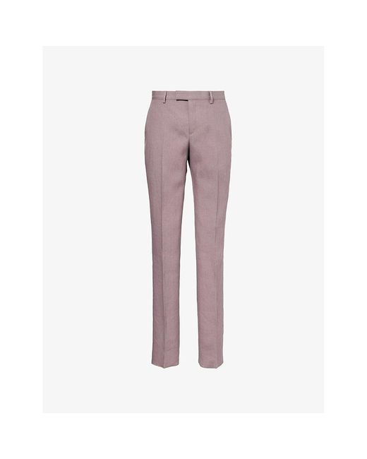 Paul Smith Purple Tapered-Leg Slim-Fit Linen Trousers for men