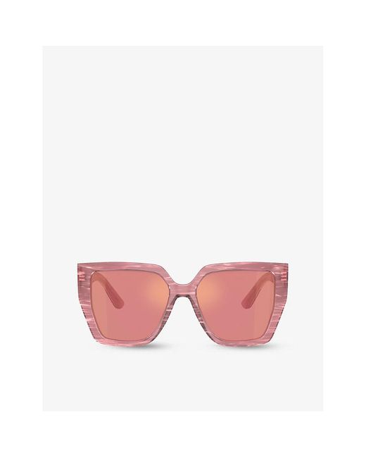 Dolce & Gabbana Pink Dg4438 Square-frame Acetate Sunglasses