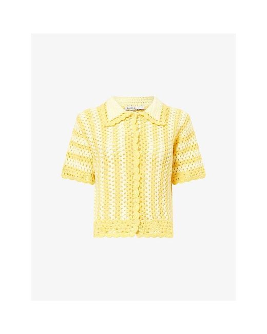 Jonathan Simkhai Yellow Stanton Crochet Camp Shirt
