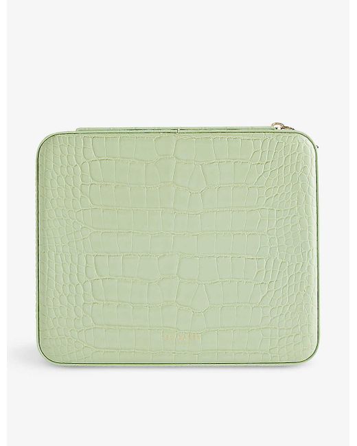 Ted Baker Green Brendyy Croc-effect Faux-leather Jewellery Case