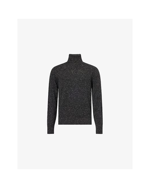 Dunhill Black Roll-Neck Long-Sleeve Cashmere Blend Jumper for men