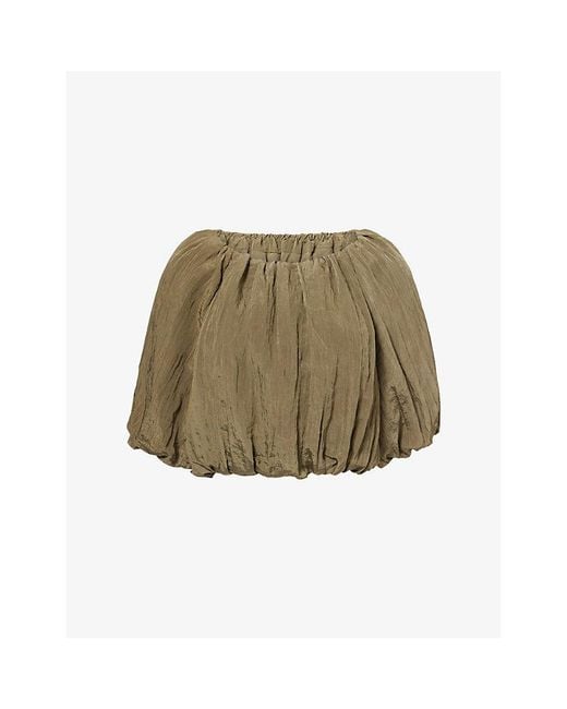 Jonathan Simkhai Green Anni Puff-Sleeve Woven Top
