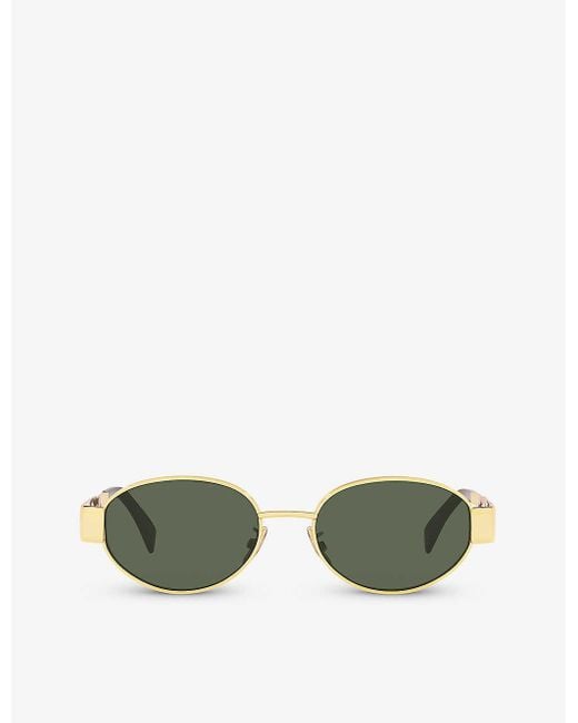 Céline Green Cl40235u Oval-frame Metal Sunglasses