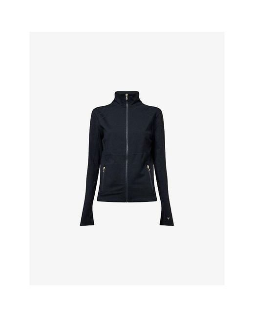 Now You Live Blue Clayton High-Neck Stretch-Jersey Jacket