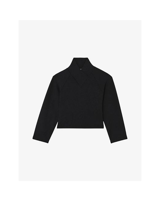 Reiss Black Nova Shawl-Collar Stretch-Jersey Jumper