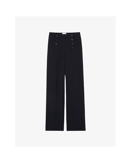 Claudie Pierlot Blue Sailor High-Rise Woven Trousers