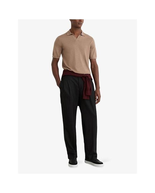 Reiss Natural Duchie Open-Collar Merino-Wool Polo for men