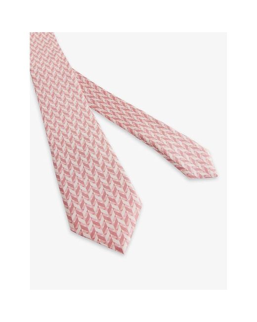Ted Baker Pink Lacebt Geometric-print Silk Tie for men
