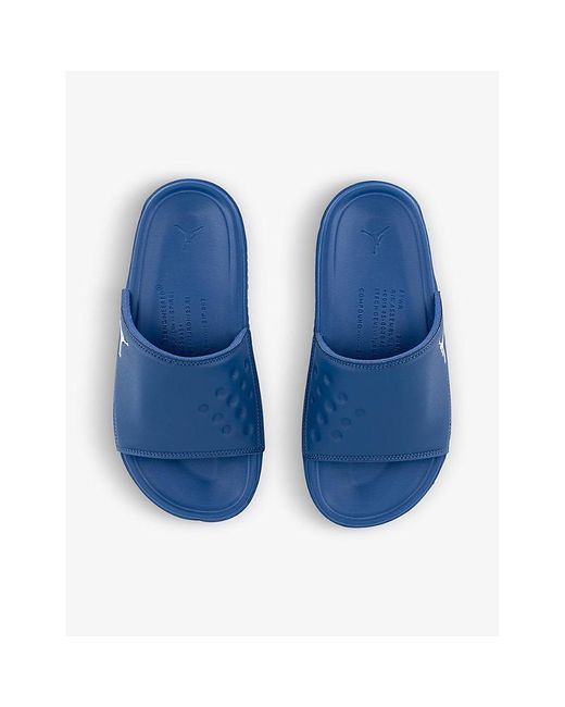 Nike Play Logo-print Rubber Sliders in Blue for Men | Lyst