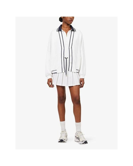 Varley White Nico Court Pleated Stretch-Woven Mini Dress