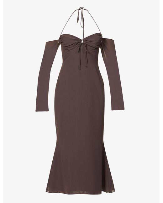 House Of Cb Naomi Corset Woven Midi Dress in Purple Lyst