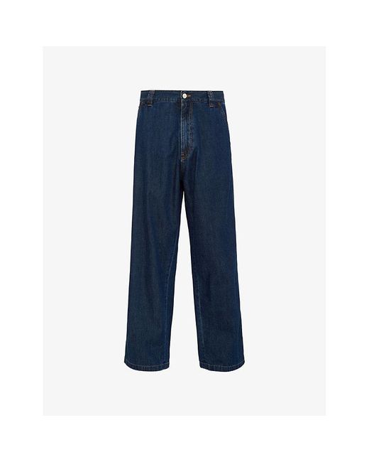 Prada Blue Washed Wide-leg Regular-fit Jeans for men