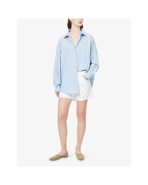 FRAME White The Long Hang Denim Shorts