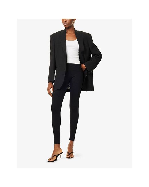 Commando Blue Neoprene Stretch-Woven Leggings