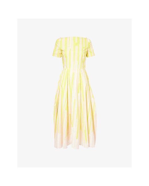 Roksanda Yellow Vaela Stripe Cotton Midi Dress