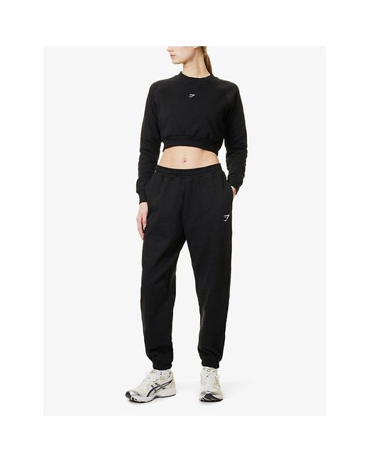 GYMSHARK Blue Training Straight-Leg Fleece Cotton-Blend Jogging Bottoms