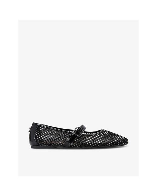 KG by Kurt Geiger Black Nina Rhinestone-Embellished Mesh Ballet Flats