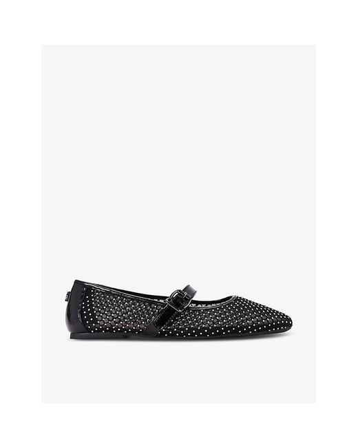KG by Kurt Geiger Black Nina Rhinestone-Embellished Mesh Ballet Flats
