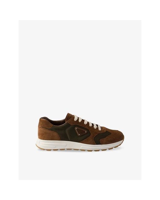 Prada Brown Re-Nylon And Suede Prax 2.0 Sneakers for men