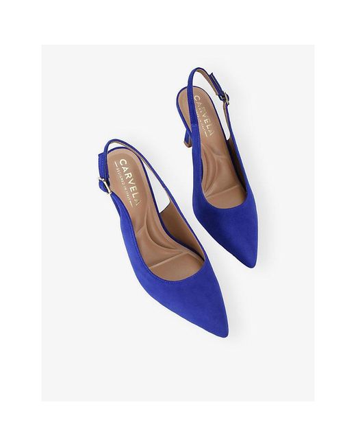 Carvela Kurt Geiger Blue Corletta Heeled Suede Slingback-Courts