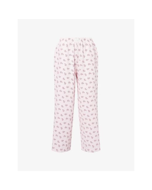 WE Are Tala Pink Sleep Lounge Wide-Leg Stretch-Cotton Trousers