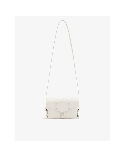 AllSaints White Miro Mini Stud-embellished Leather Cross-body Bag