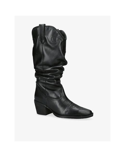 Steve Madden Black Stage Western Leather Boots