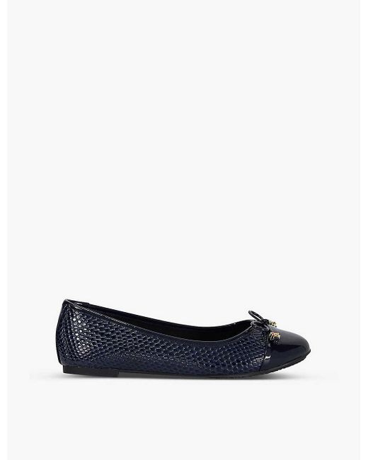 Dune Hallo Charm Bow Embellished Leather Ballet Pumps in Blue Lyst UK