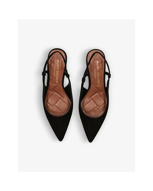 Kurt Geiger Black Belgravia Sling-Back Suede Heeled Courts
