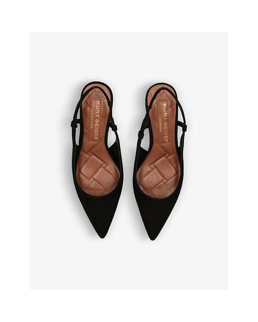 Kurt Geiger Black Belgravia Sling-Back Suede Heeled Courts