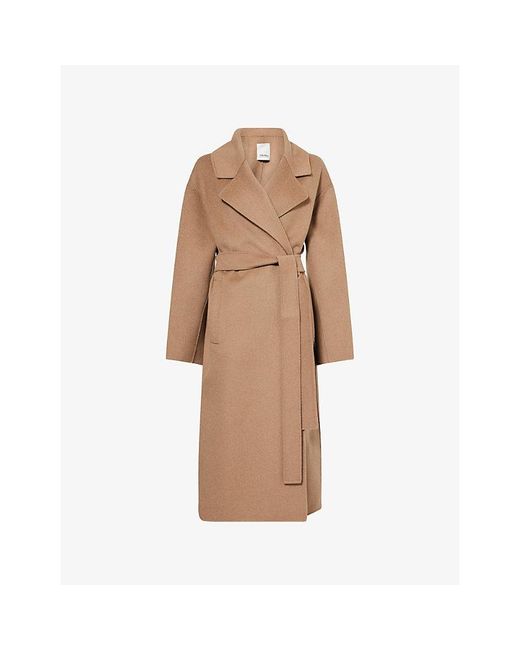 Max Mara Natural Long Brushed Wool Coat
