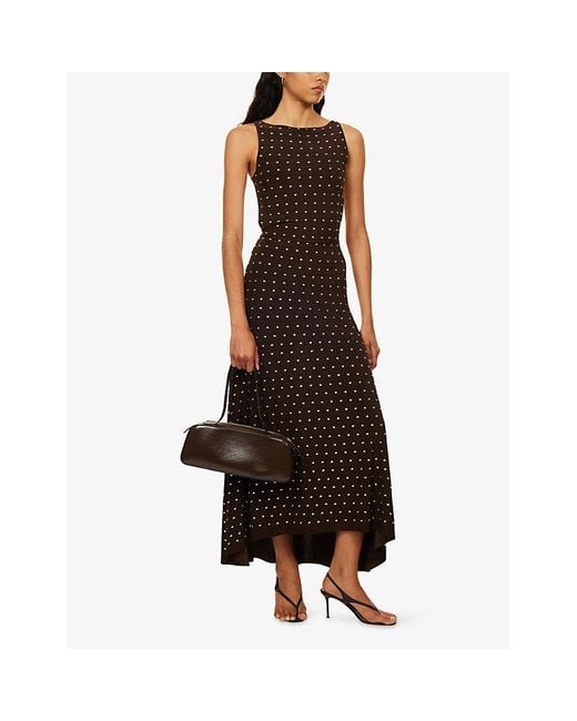 Siedres Brown Grace Studded Stretch-Woven Maxi Dress