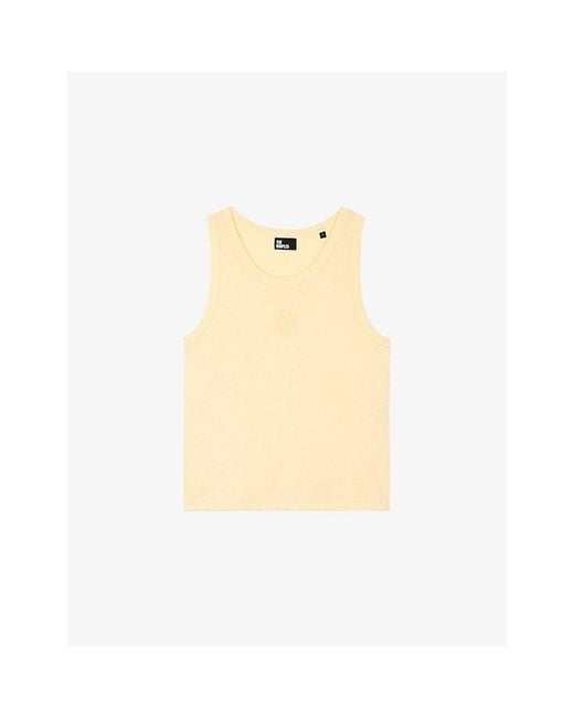 The Kooples Natural Sleeveless Logo-Embroidered Cotton T-Shirt