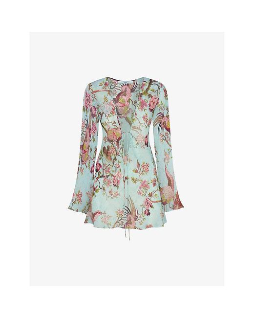 Skims Blue X Cavalli Graphic-Print Stretch-Woven Cover-Up