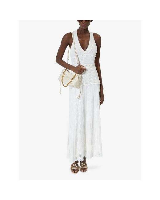 The Kooples White Openwork Cross-Back Mesh Maxi Dress