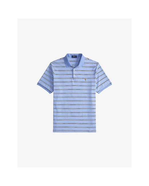 Polo Ralph Lauren Blue Logo-Embroidered Striped Cotton Polo Shirt for men