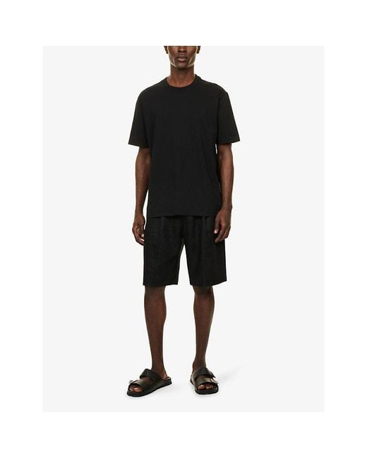 NN07 Black Kay Pleated Linen Shorts for men