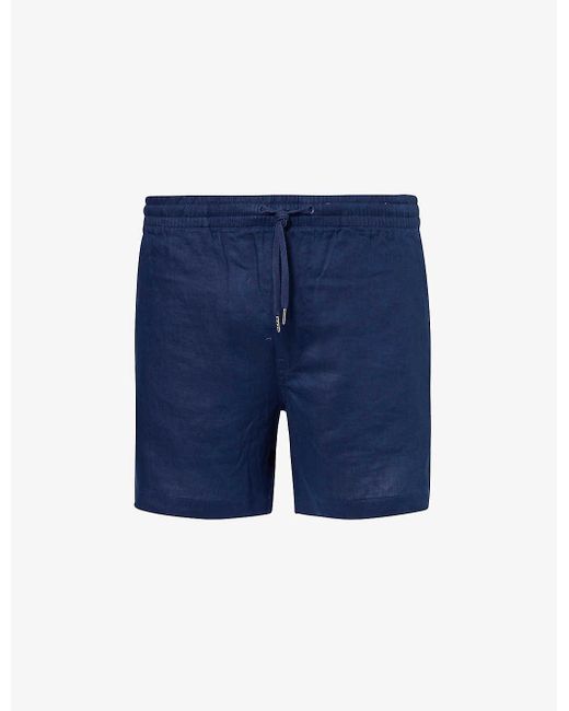 Polo Ralph Lauren Blue Classic-fit Mid-rise Linen Shorts for men