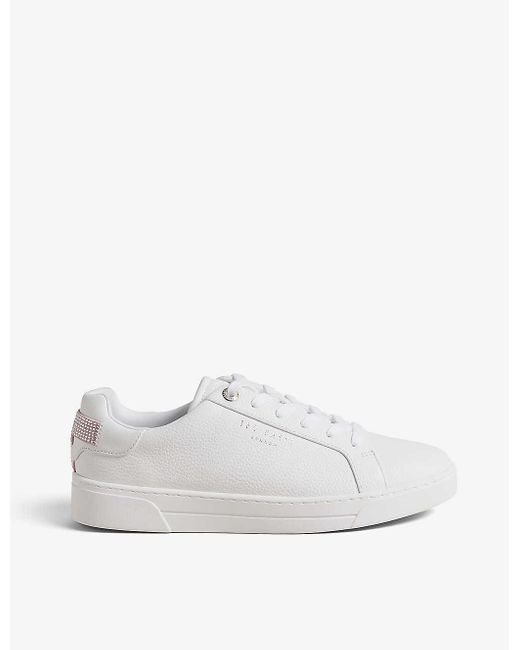 Ted Baker White Arpele Crystal-embellished Leather-blend Low-trainers 7.