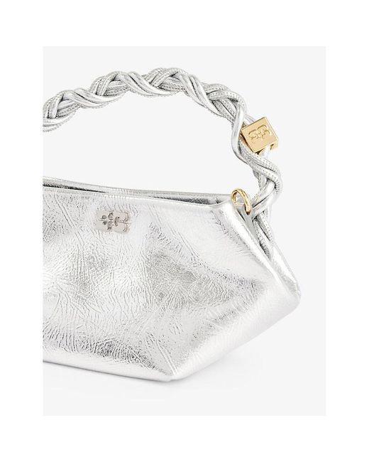 Ganni White Bou Mini Leather-blend Top-handle Bag