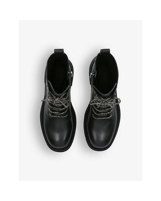 Carvela Kurt Geiger Black Dazzle Sparkle-lace Leather Ankle Boots