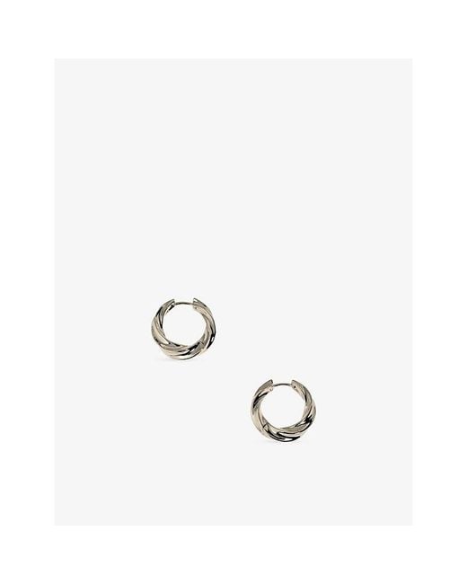 Astrid & Miyu Metallic Cosmic Twist Large Rhodium Plated Brass Hoops